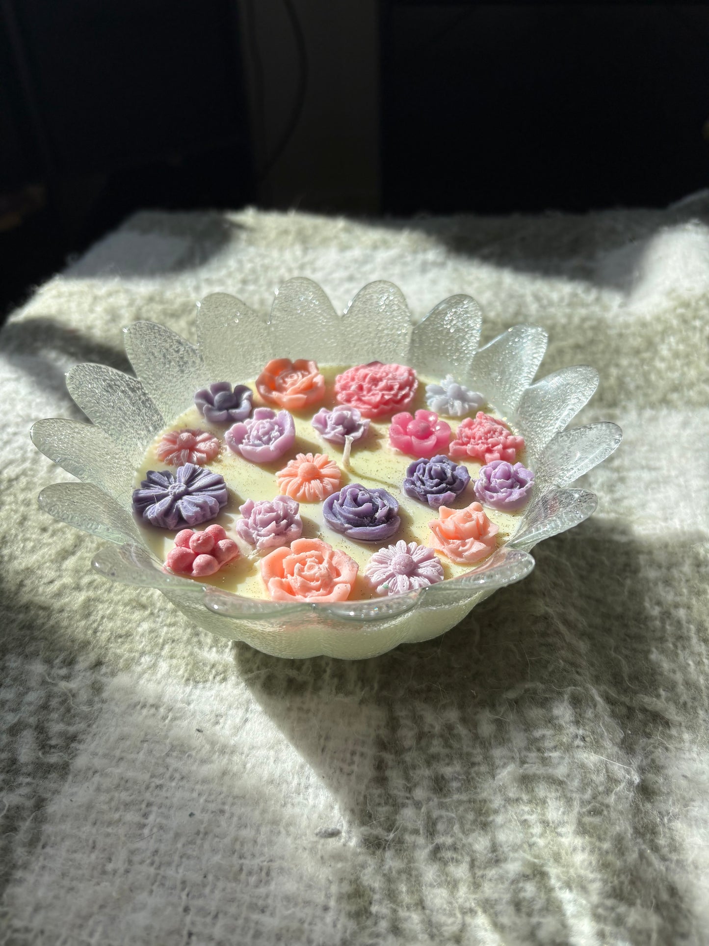 Upcycled glass bowl candle