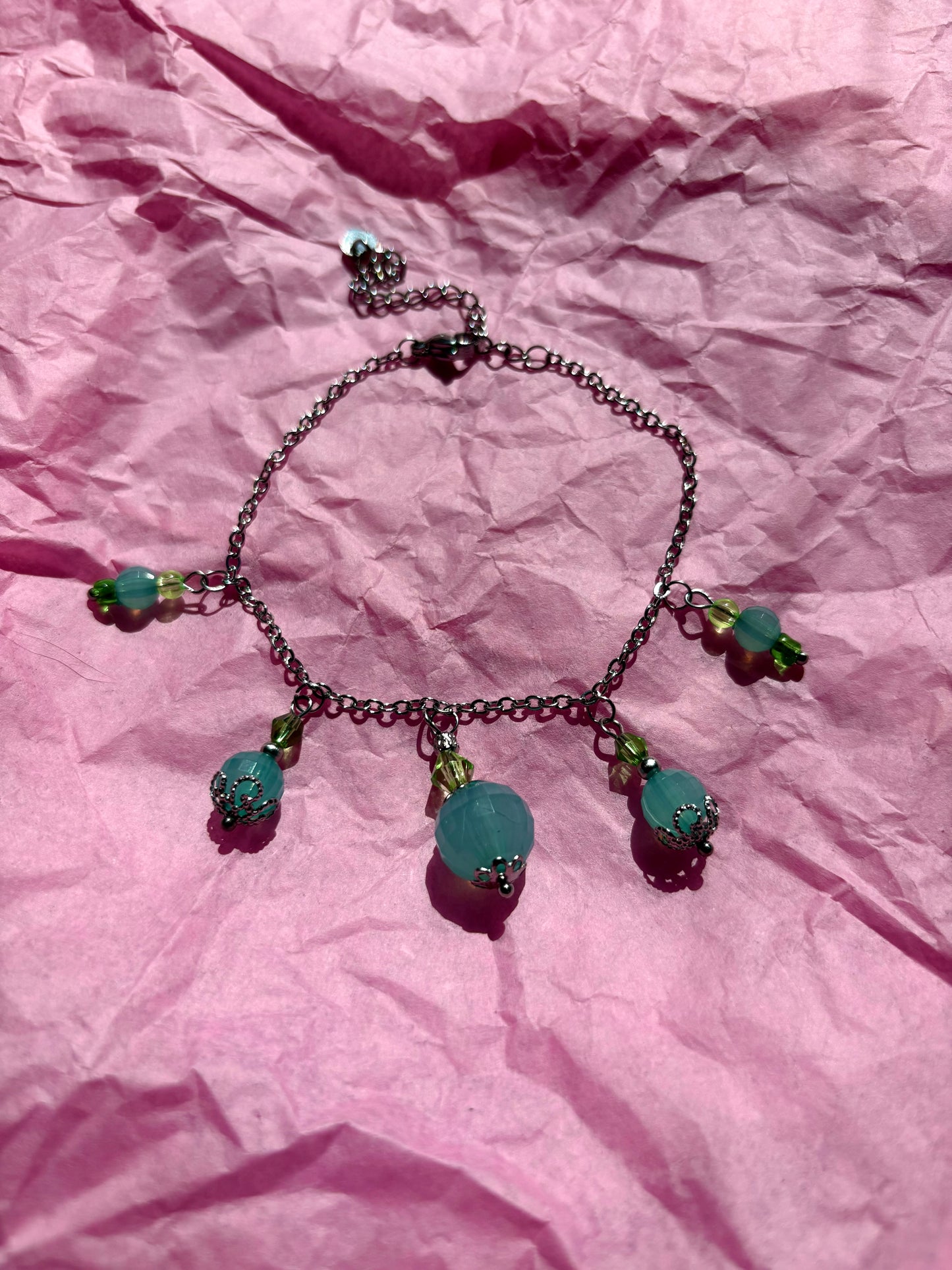 Turquoise Brunnera Upcycled Charm Bracelet