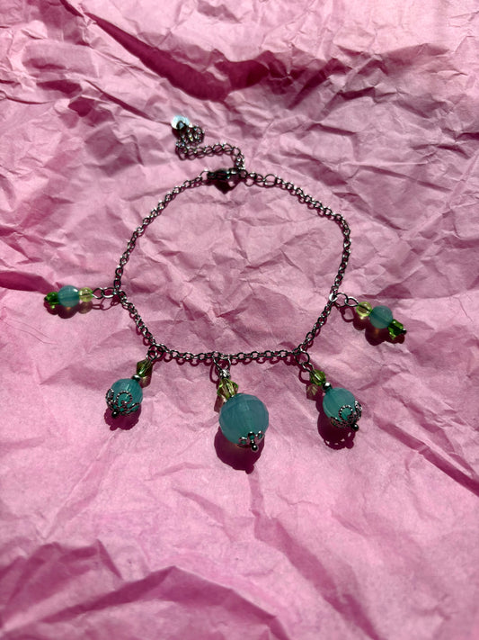 Turquoise Brunnera Upcycled Charm Bracelet