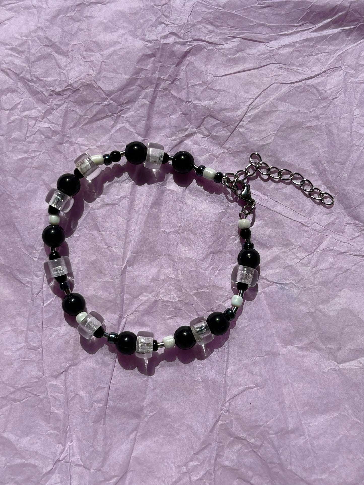 Black Lily Upcycled Beaded Bracelet