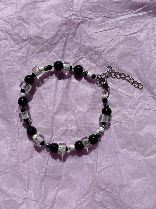 Black Lily Upcycled Beaded Bracelet