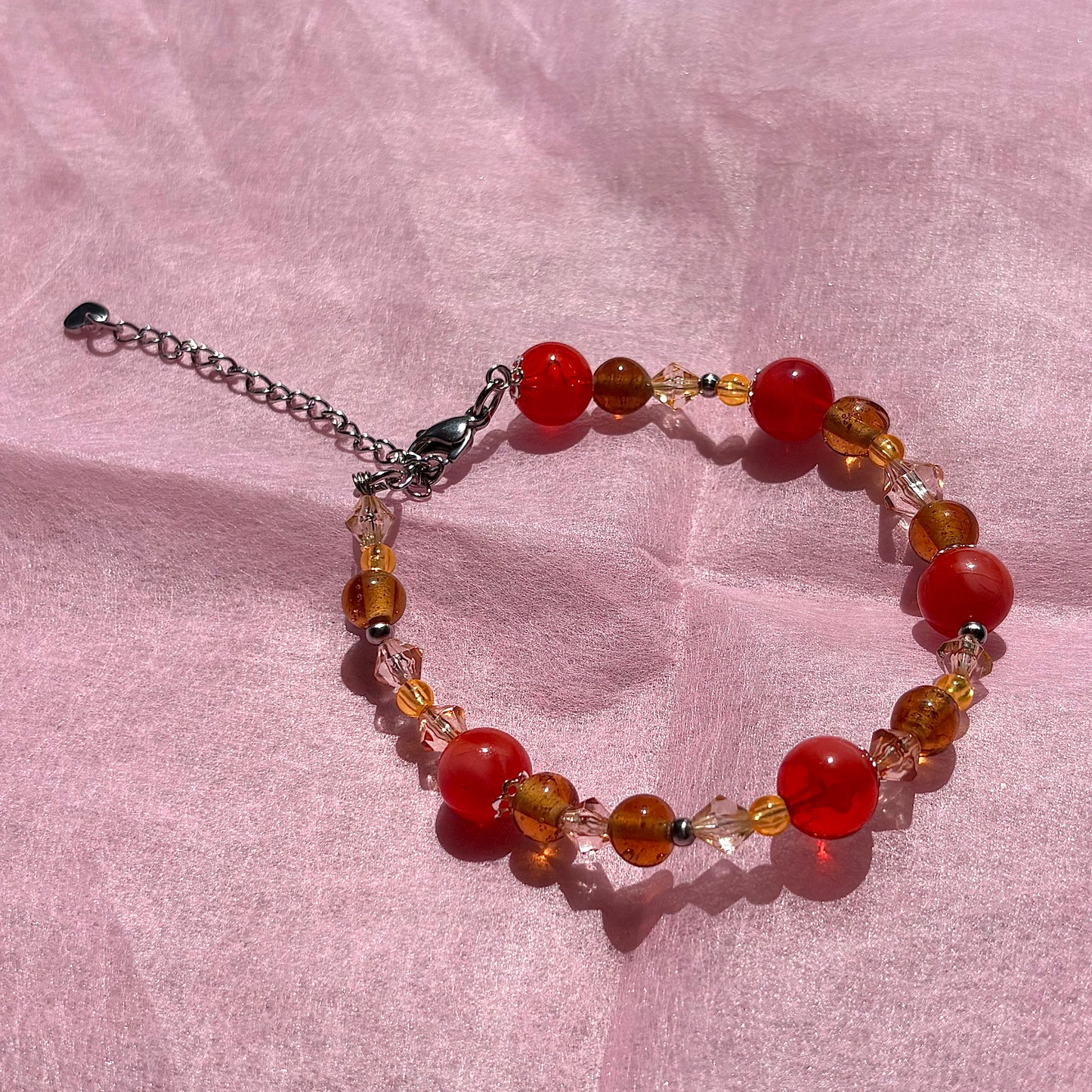 Orange Upcycled Beaded Bracelet