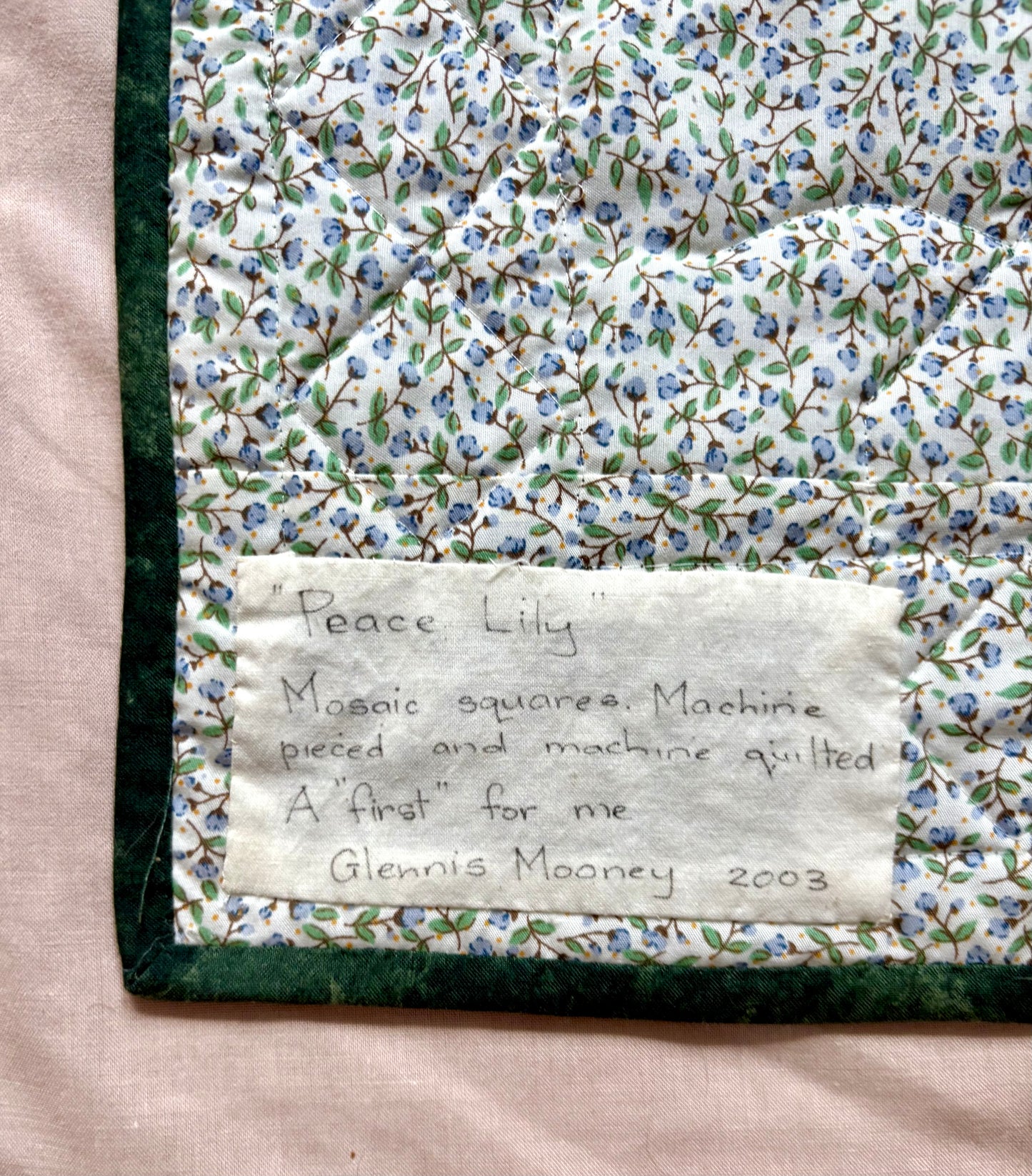 “Peace Lily” Handmade Quilt Wall Hanging