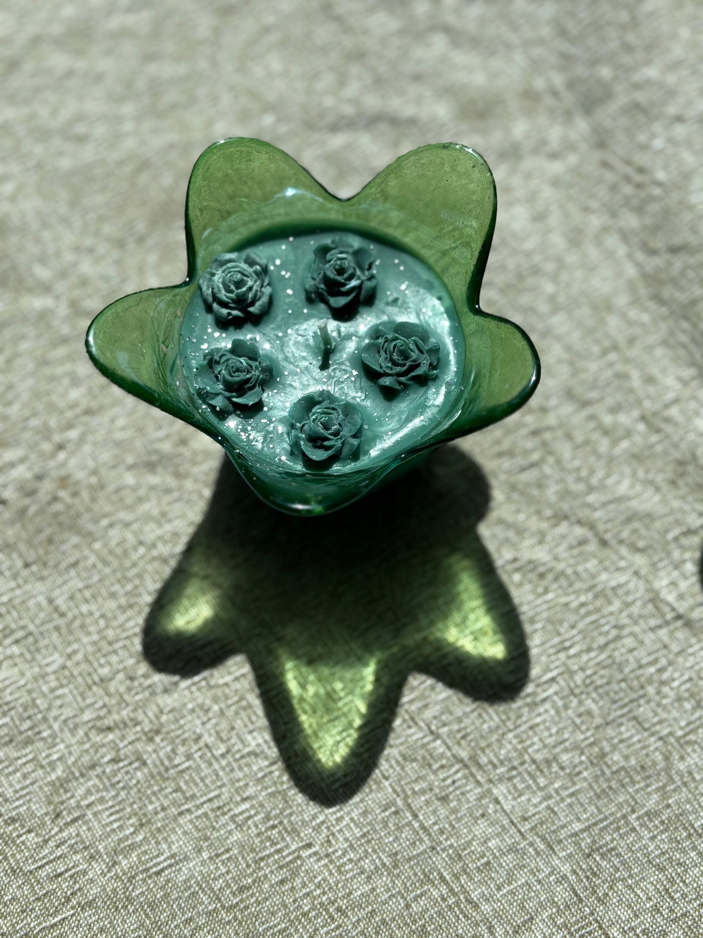 Upcycled Scented Candle | Glass Christmas Flower