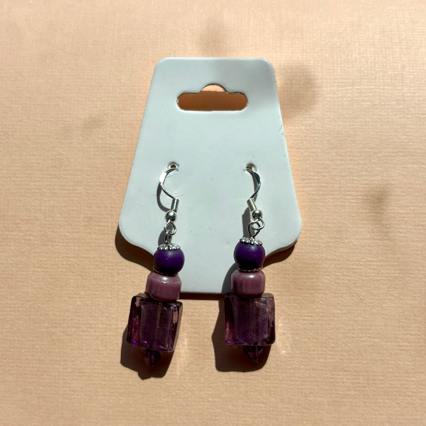 Sterling silver beaded earrings | Purple