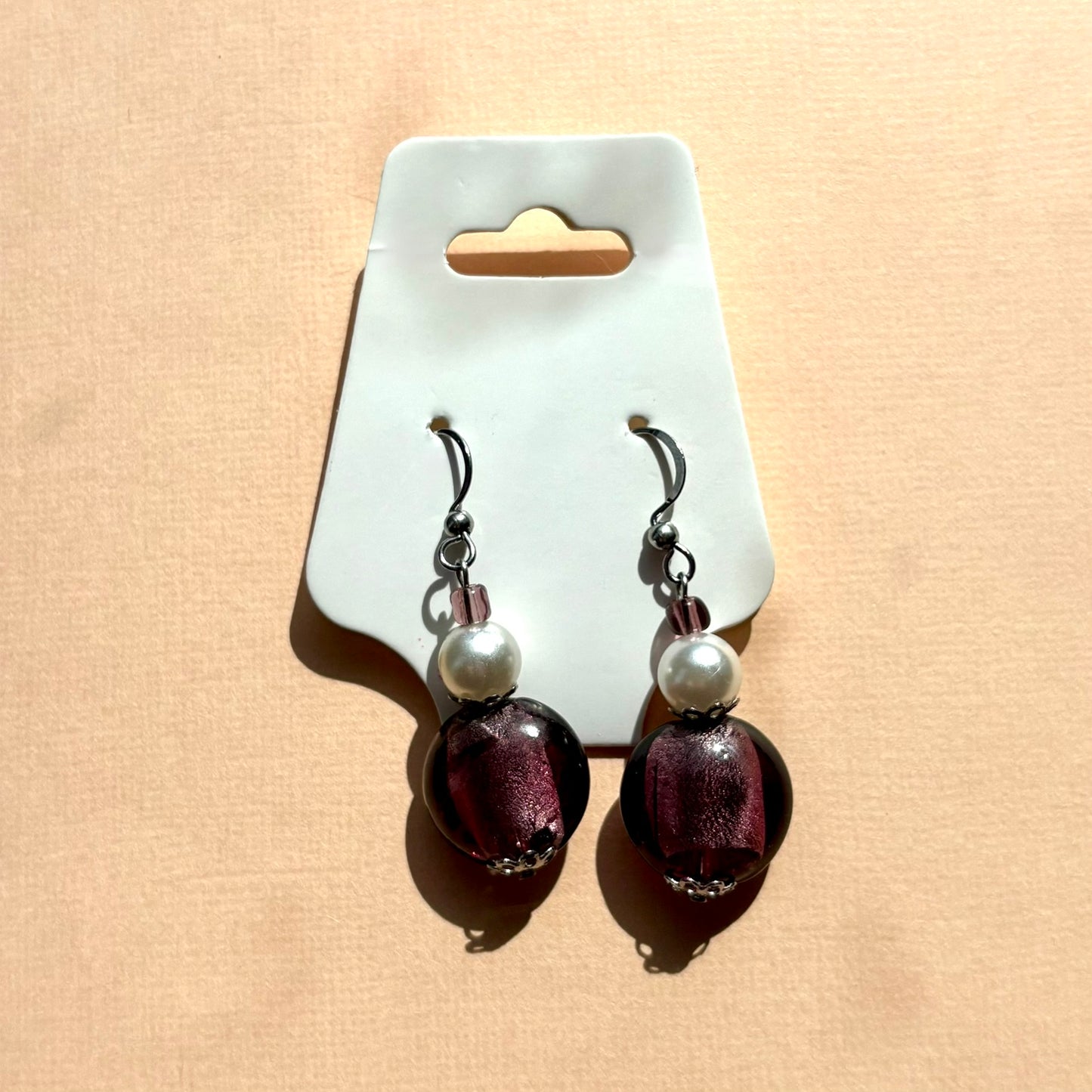 Sterling silver beaded earrings | Purple
