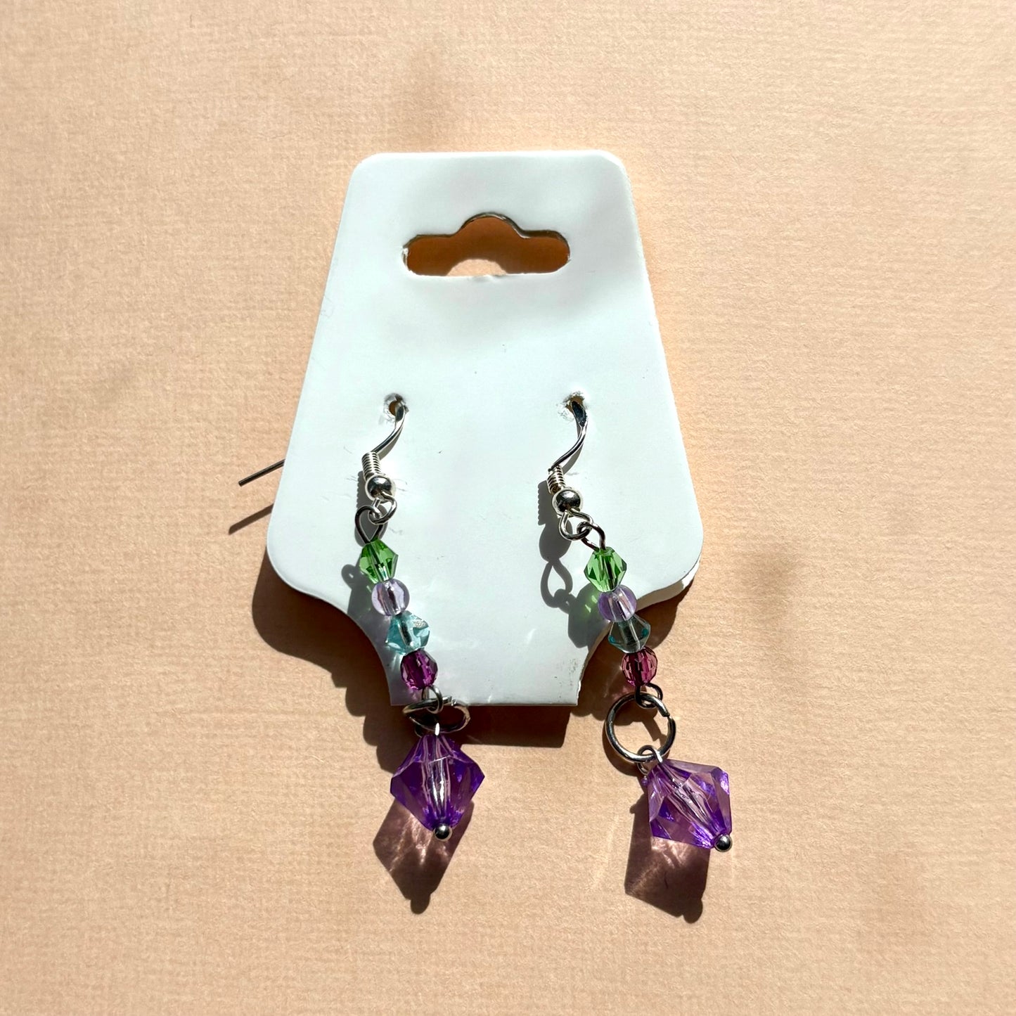 Sterling silver beaded earrings | Purple