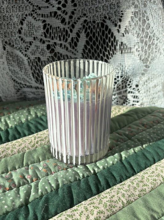 Upcycled striped candle