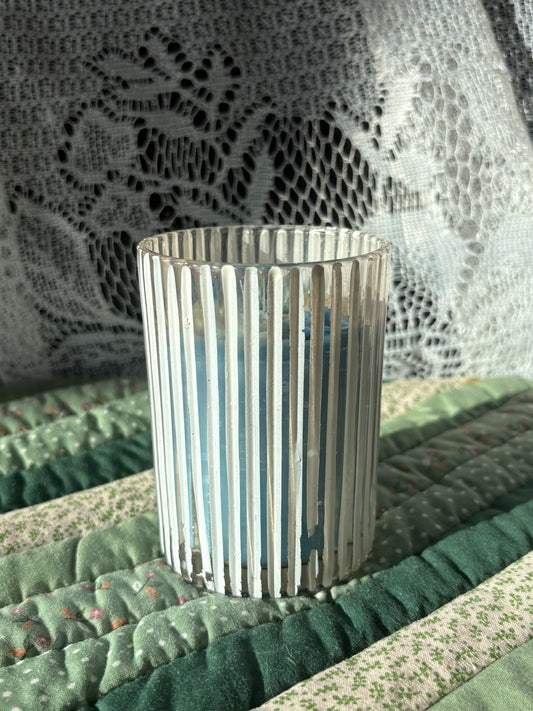 Upcycled striped candle