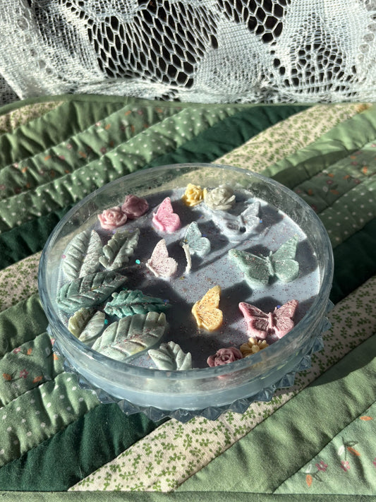 Upcycled glass bowl candle