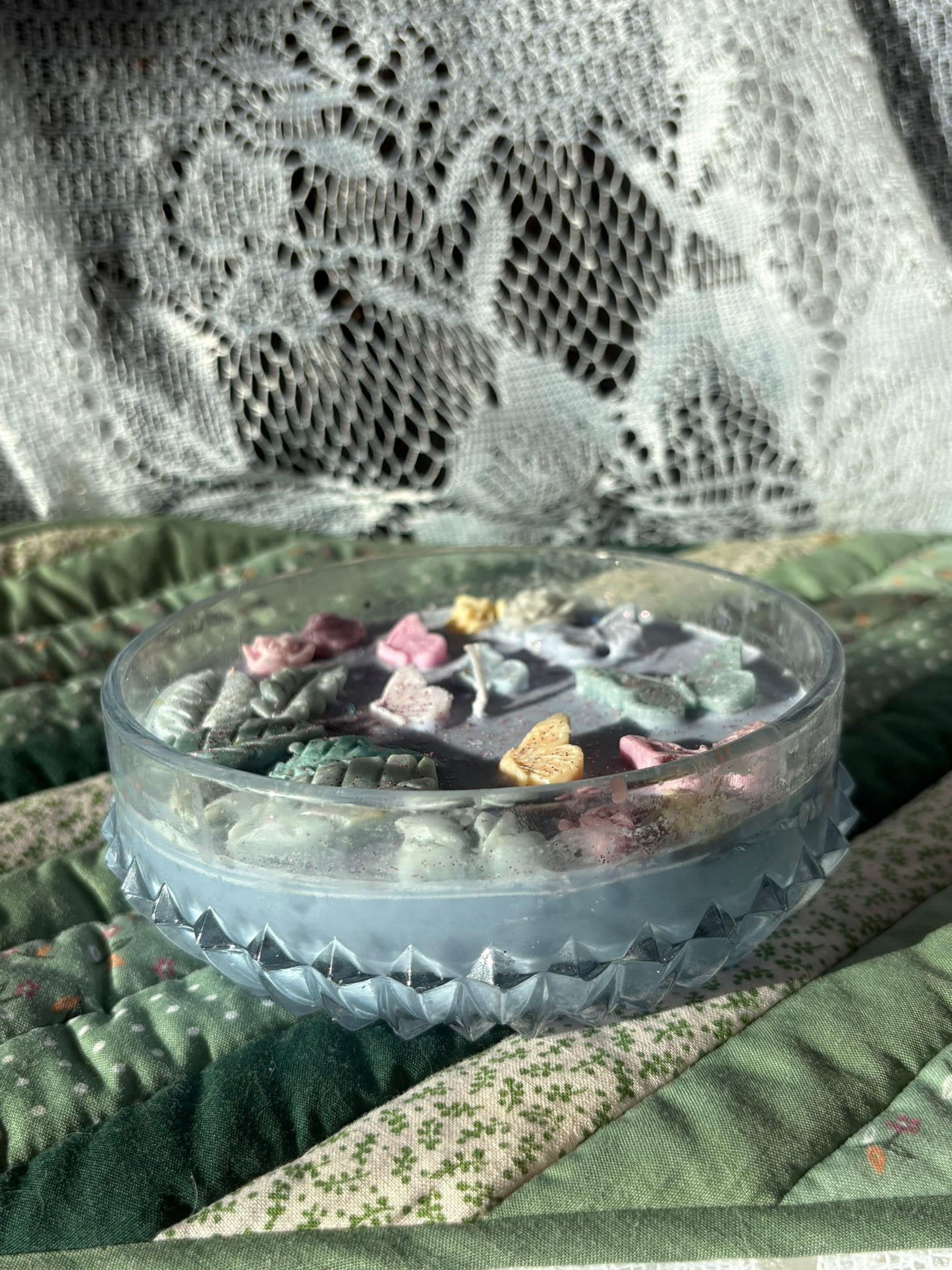 Upcycled glass bowl candle