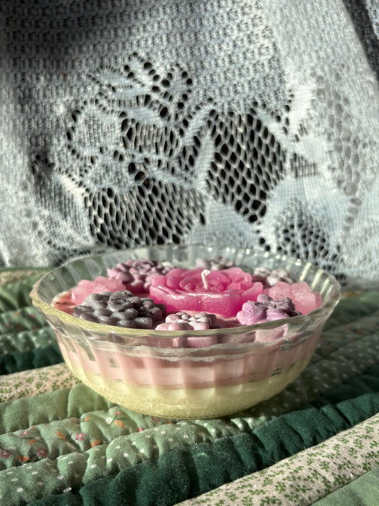 Upcycled glass bowl candle