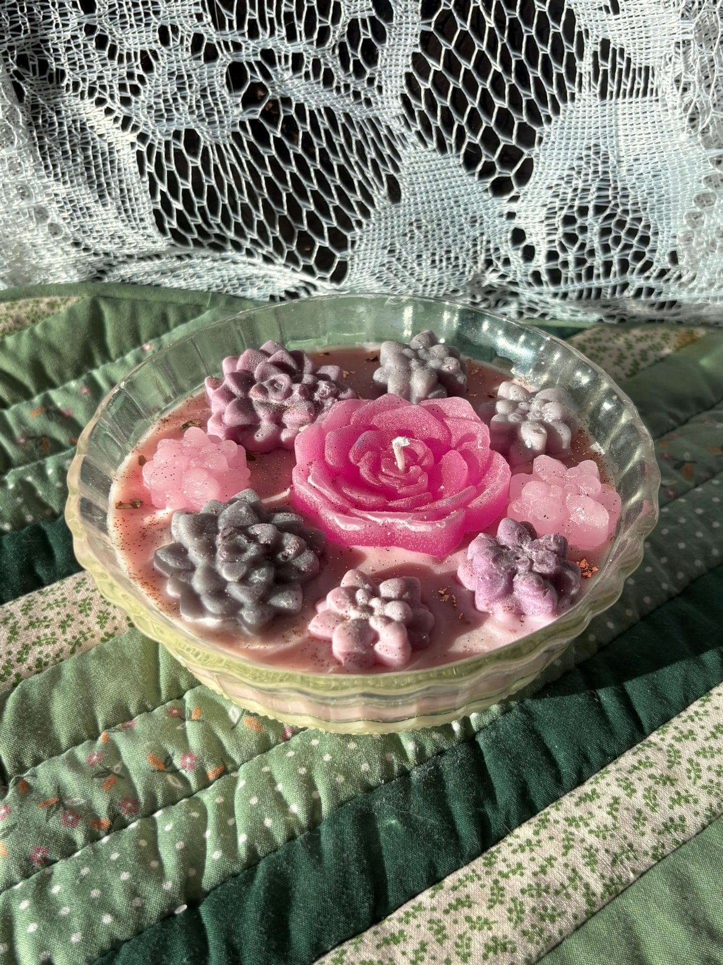 Upcycled glass bowl candle