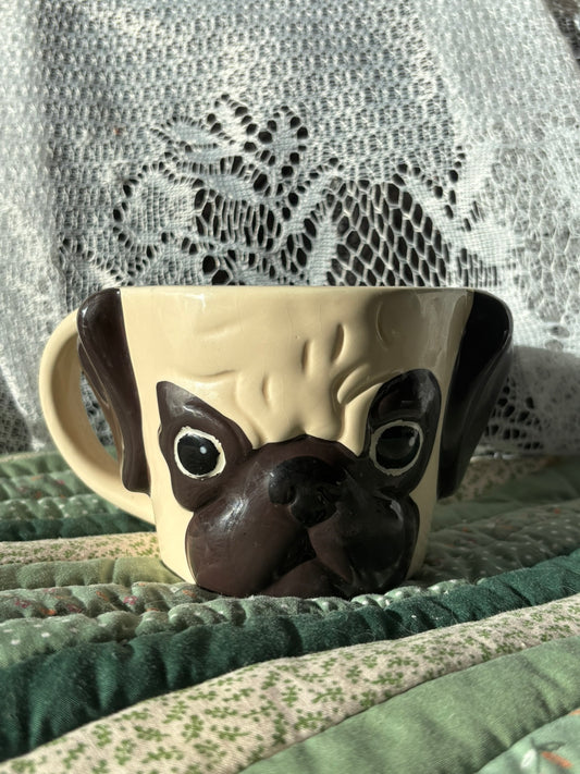 Pug mug candle
