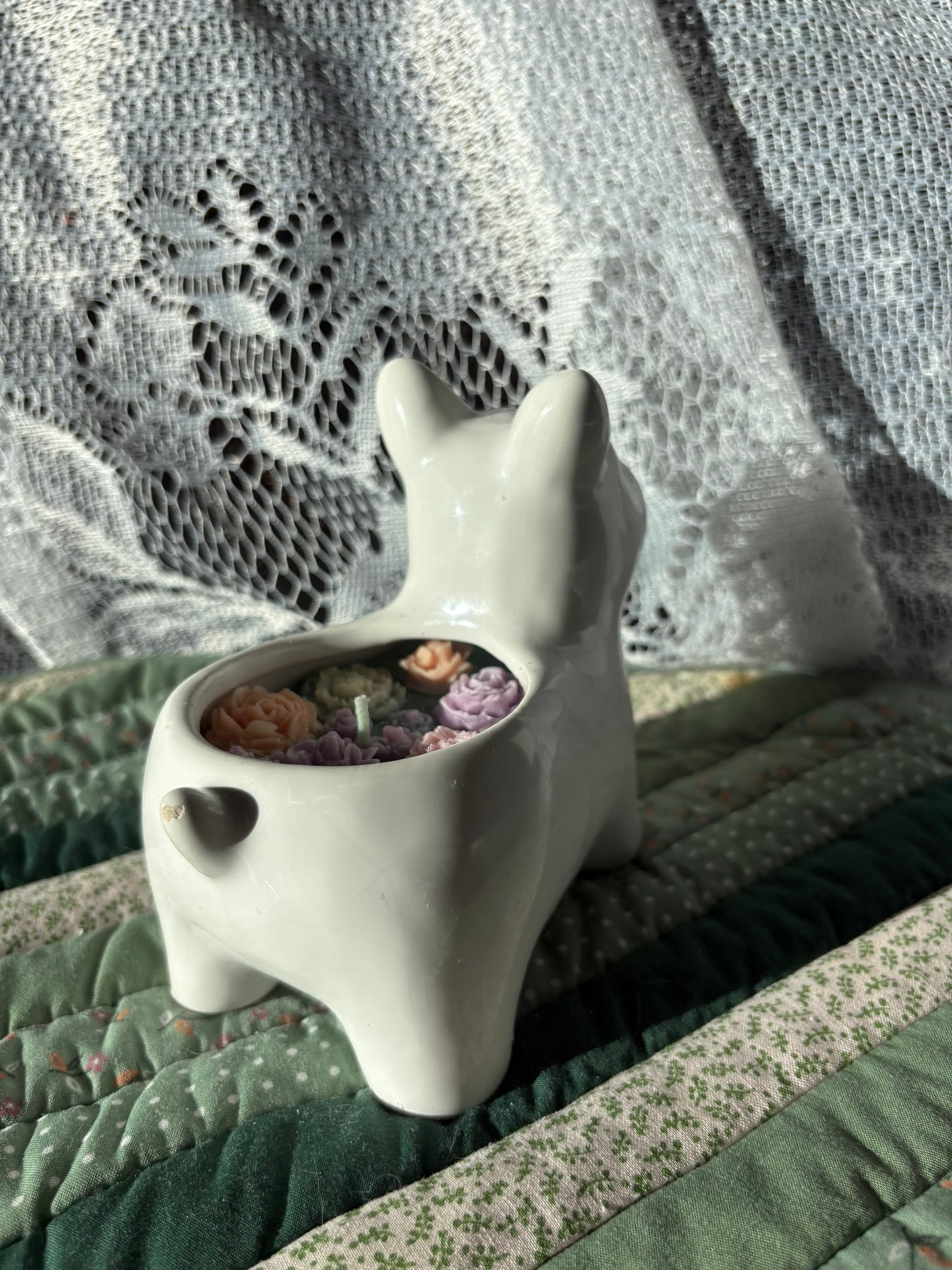 Ceramic puppy candle
