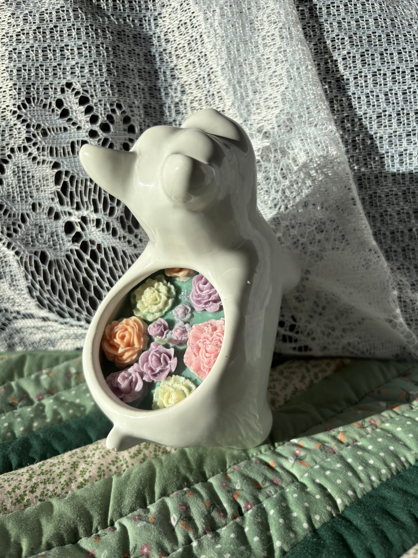Ceramic puppy candle