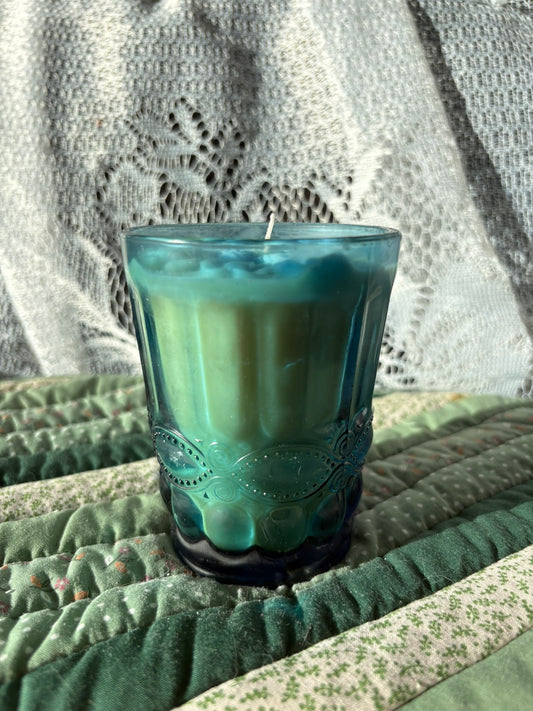 Upcycled glass candle