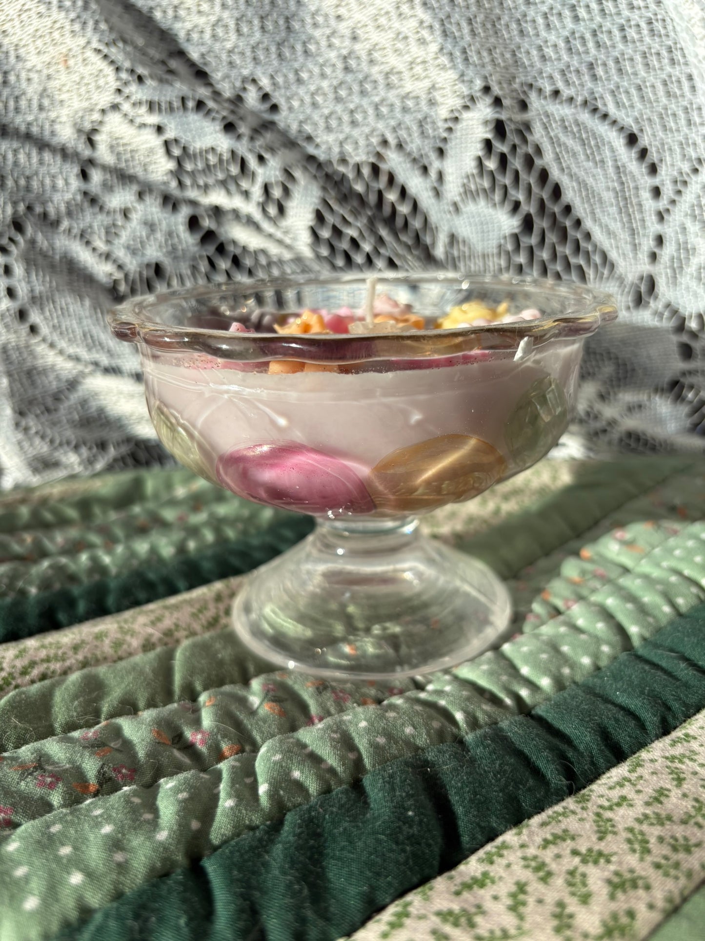 Upcycled glass candle