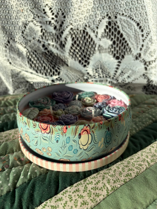 Upcycled tin candle