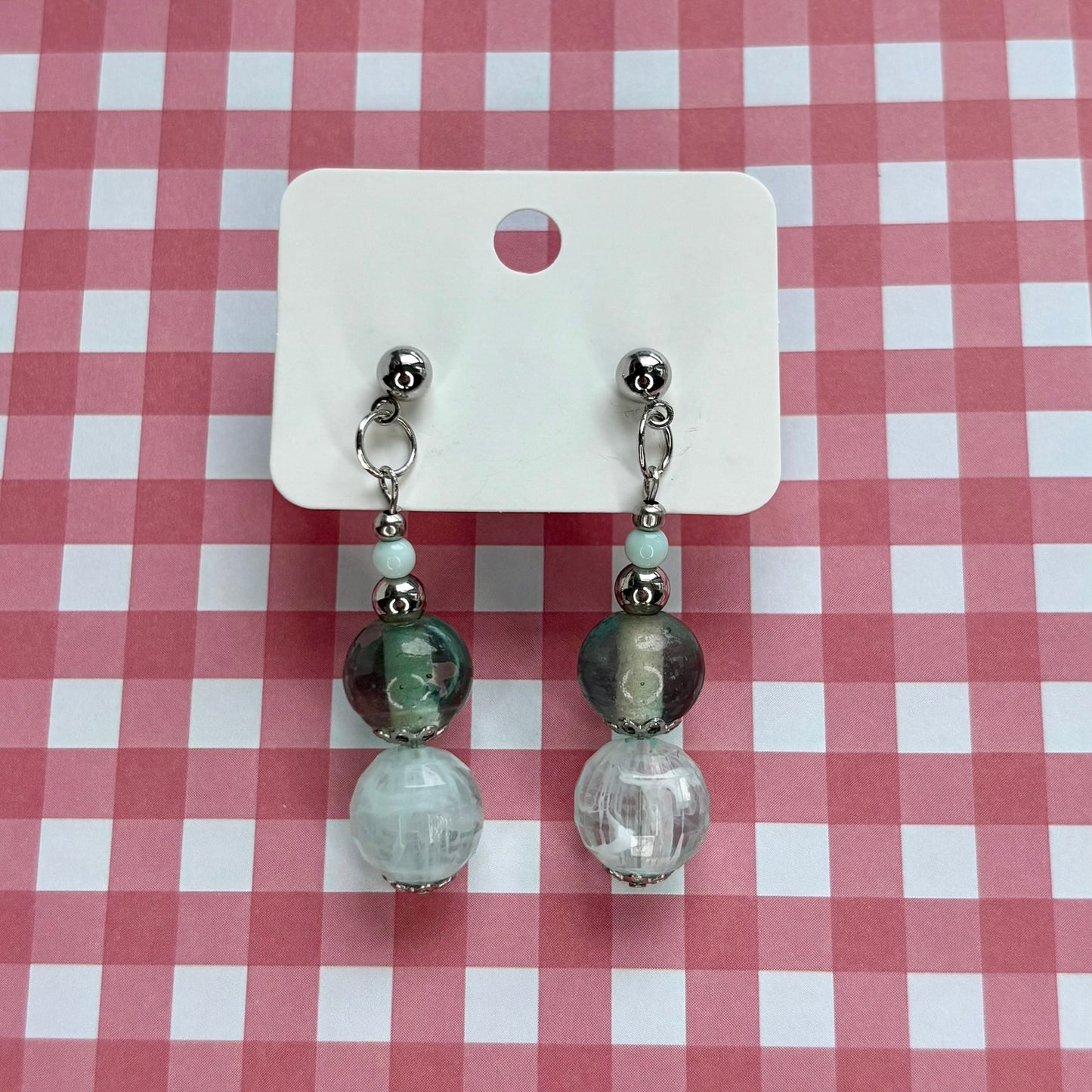 Beaded stud earrings | Blue