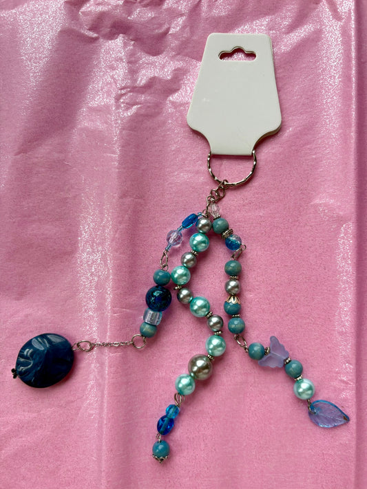 Blue beaded keychain | Large