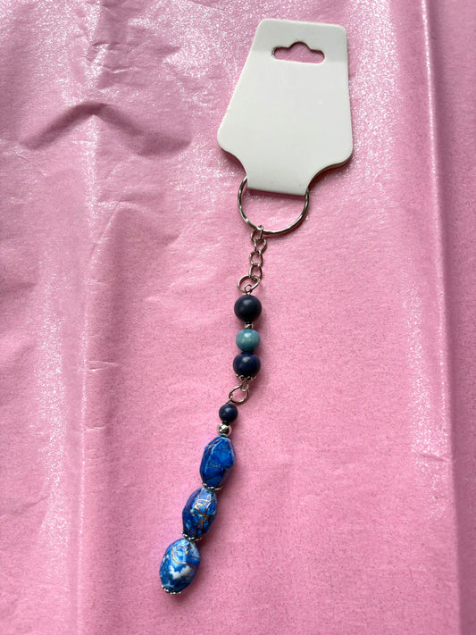 Blue beaded keychain | Small