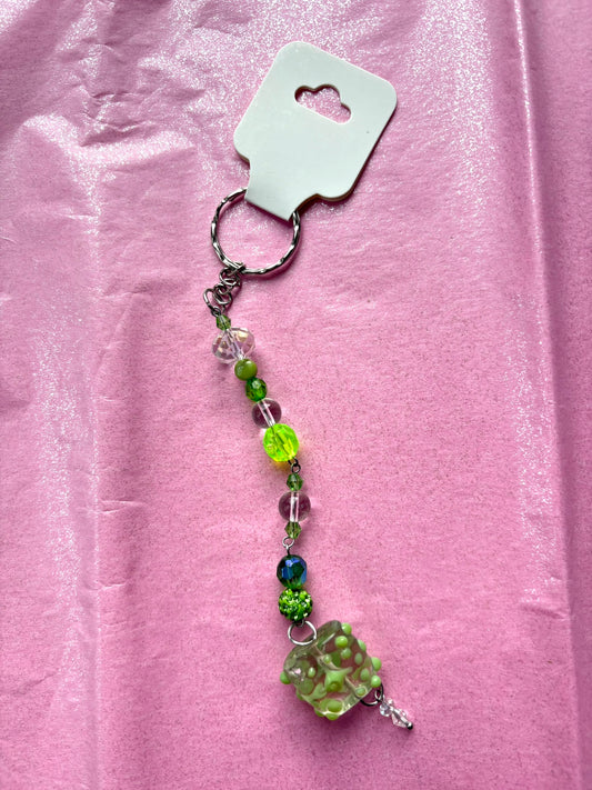 Green beaded keychain | Small